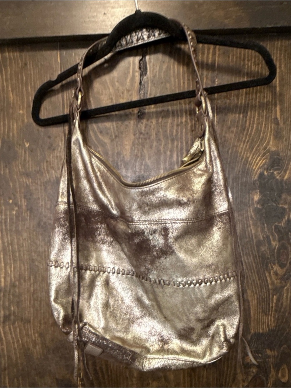 HOBO Metallic Gold Slouchy Shoulder Hobo
